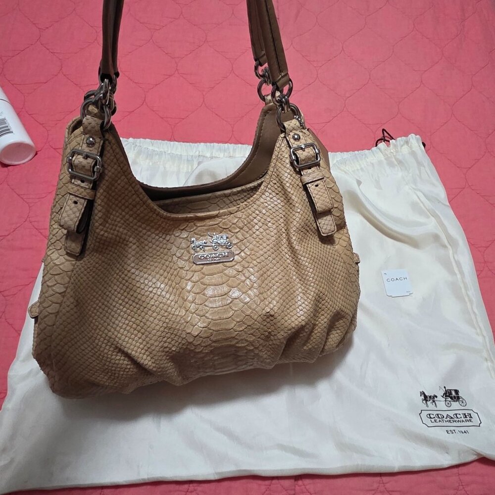 Maddison Embossed Maggie Python Coach Bag - image 5